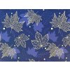 Tkanina plátno Domestik 100 % bavlna, tmavě modrá s bílými javorovými listy, šíře 220 cm – na povlečení, závěsy a patchwork