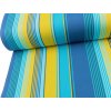 Tkanina Tenda Sole Caribe s UV ochranou, žluto-modro-tyrkysové pruhy, odolná látka pro markýzy, slunečníky a zahradní doplňky.