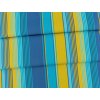 Tkanina Tenda Sole Caribe s UV ochranou, žluto-modro-tyrkysové pruhy, odolná látka pro markýzy, slunečníky a zahradní doplňky.