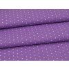 Tkanina plátno 100 % bavlna, fialová s bílými puntíky 2 mm – pro povlečení, oděvy a patchwork