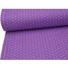 Tkanina plátno 100 % bavlna, fialová s bílými puntíky 2 mm – pro povlečení, oděvy a patchwork