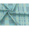 Tkanina damašková, 50 % bavlna / 50 % polyester, pastelová žluto-modrá kostka, 170 g/m², šíře 166 cm – pro luxusní ubrusy a závěsy
