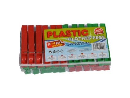 Štipce na prádlo plastové 20 + 4 ks