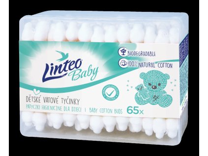 Linteo papierové vatové tyčinky Baby 65 ks