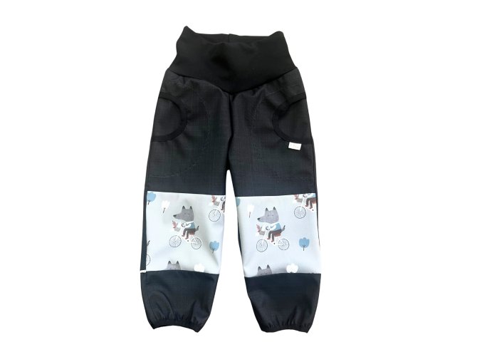 Softshelové kalhoty - černé - vlci