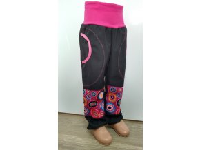 Softshelové kalhoty - černé - růžové bubliny