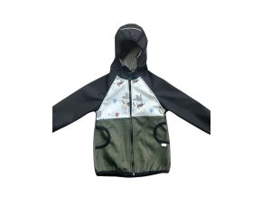 Softshellová bunda - černá - khaki - vlci