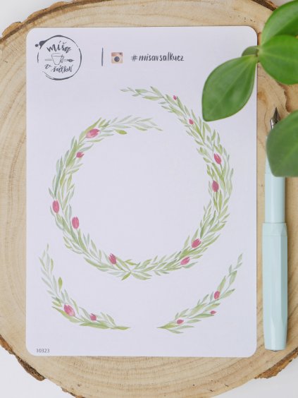 Samolepky věneček | Červené tulipány