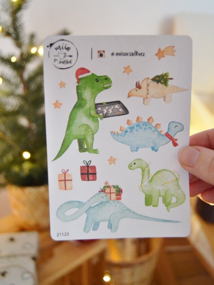 Samolepky - Vánoční dinosauři