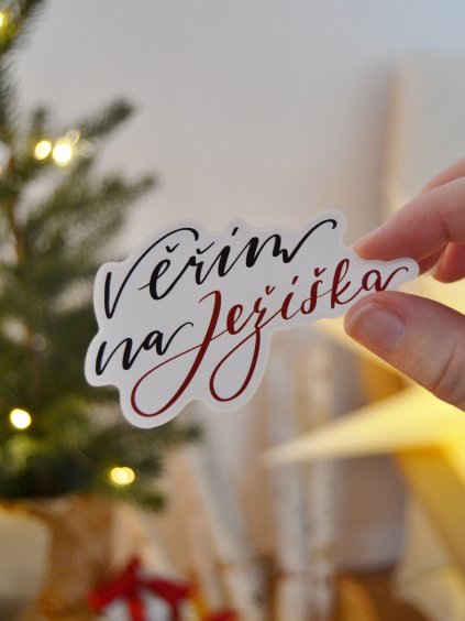 Samolepka vánoční - Věřím na Ježíška