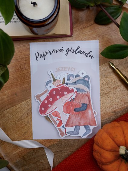 Papírová girlanda - Jezevci a dýně