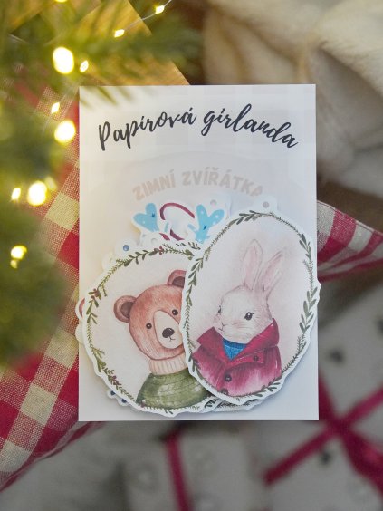 Papírová girlanda - Zimní zvířátka
