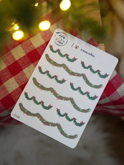 Samolepky vánoční - Girlanda z jehličí