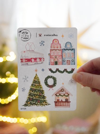 Samolepky vánoční - Vánoční městečko