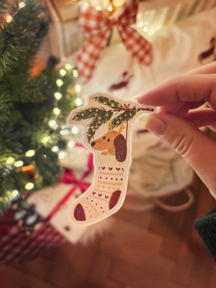 Samolepka měsíce - Vánoční jezevčík (prosinec 25)