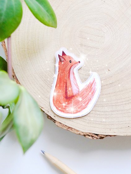 Třpytivá samolepka - Liška