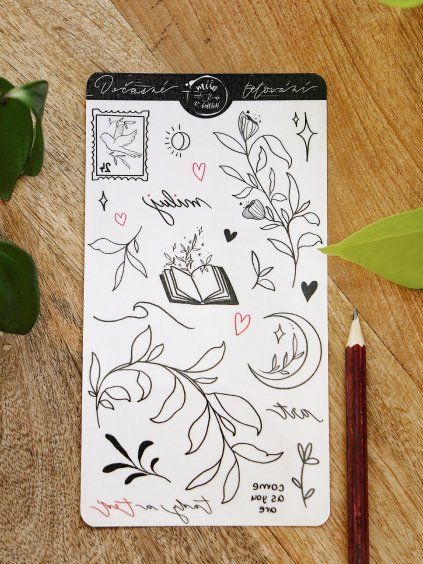 Dočasné tetování arch - Florals and stickers