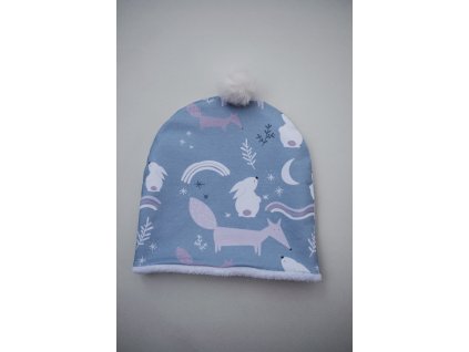 ČEPICE modrá polární noc - fleece (s bambulí)