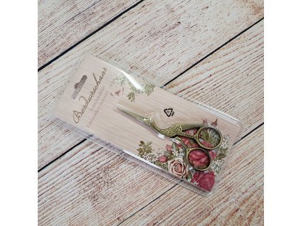 Nůžky čáp 11,5cm zlaté