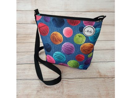 Taška crossbody - klubíčka na džínovině