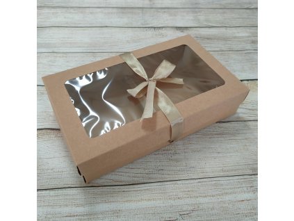 Papírová krabička se stuhou - přírodní