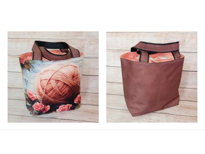 Taška na klubíčka - klubíčko v květinách