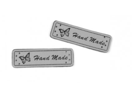handmade štítek šedý