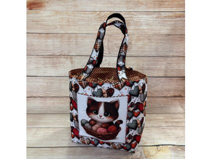 Taška na klubíčka - kočka s klubíčky