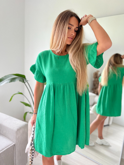 Mušelínové šaty Mandy zelená