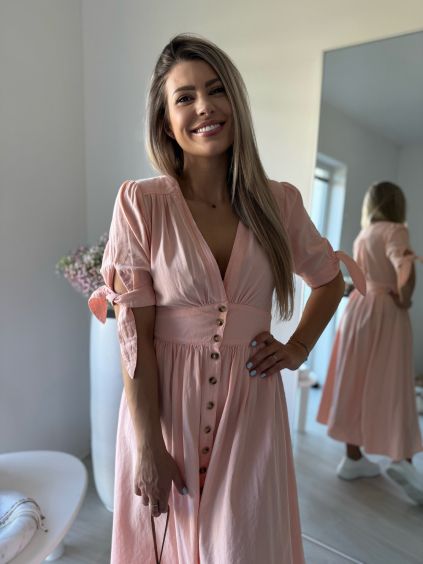 Riflové šaty Cream meruňková