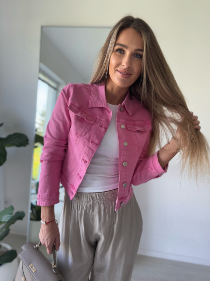 Riflová bunda růžová