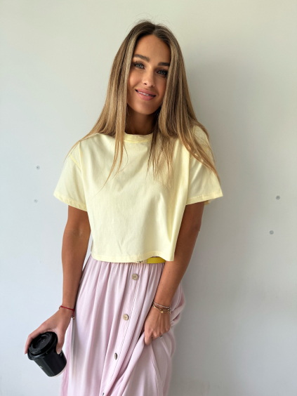 Basic triko cropp žlutá