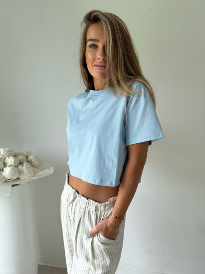Basic triko cropp modrá