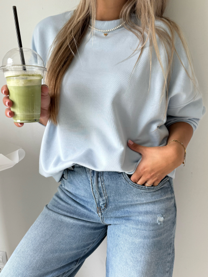 Basic mikina kratší azurová