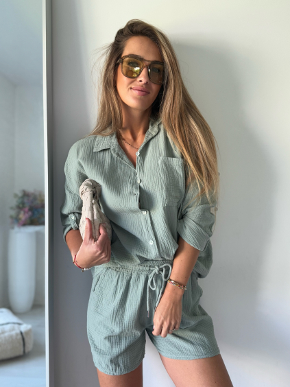 Mušelínový komplet Summer olivová