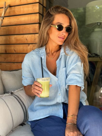 Lněná košile světle modrá