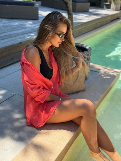 Lněná košile oranžová