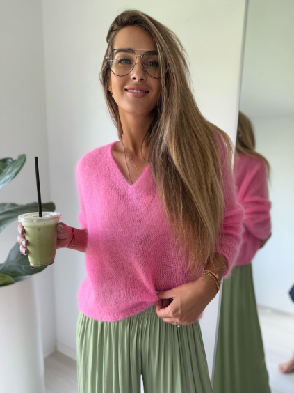 Mohérový svetr růžová