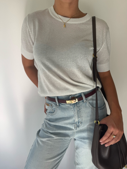 Svetřík s třpytem bílá