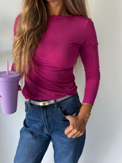 Triko s kašmírem tm. růžová