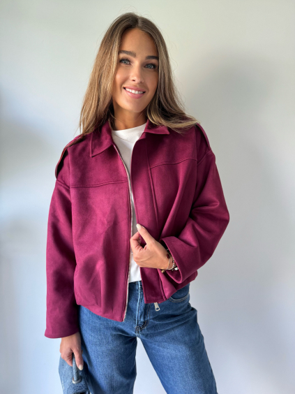 Semišový bomber Cocomore bordó