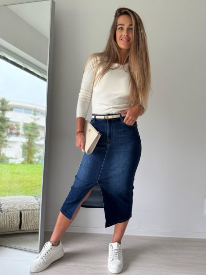 Riflová sukně modrá tmavá
