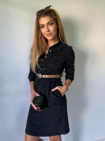 Riflové šaty Conn černá