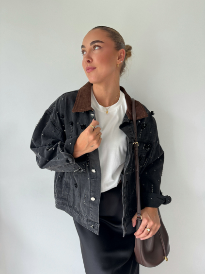 Riflová bunda s kamínky