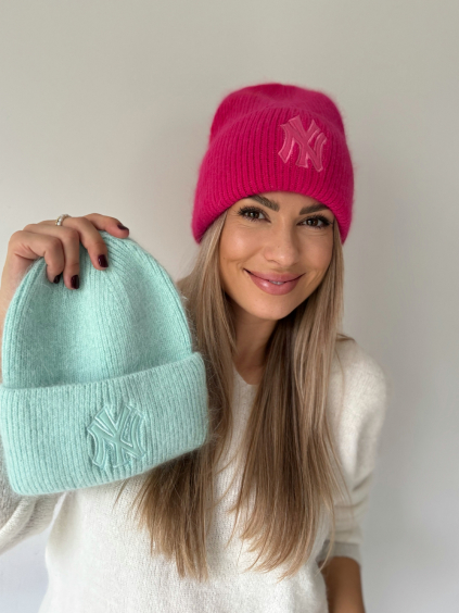 Čepice NY modrá /neon růžová