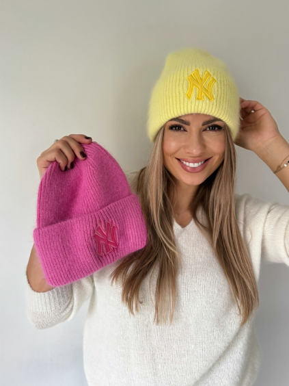 Čepice NY žlutá/ růžová