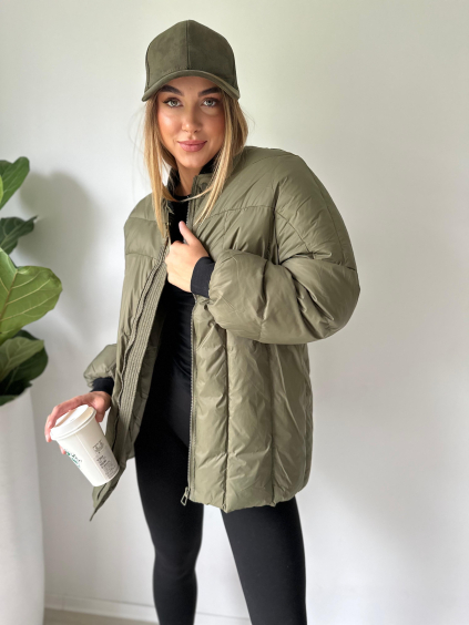 Péřová bunda khaki