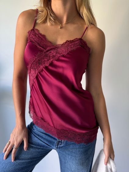 Saténové tílko bordo