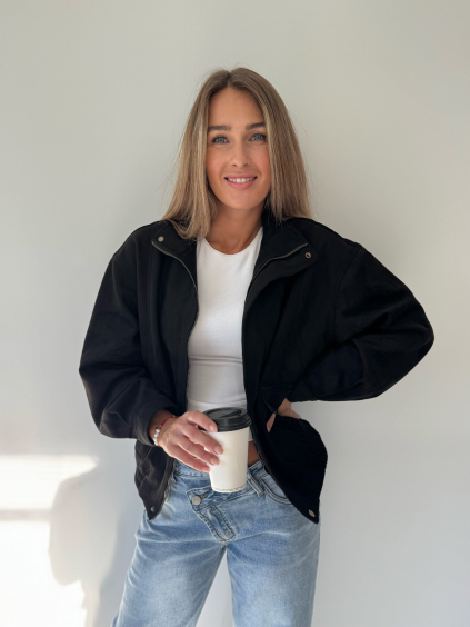 Semišová bunda ala Zara černá