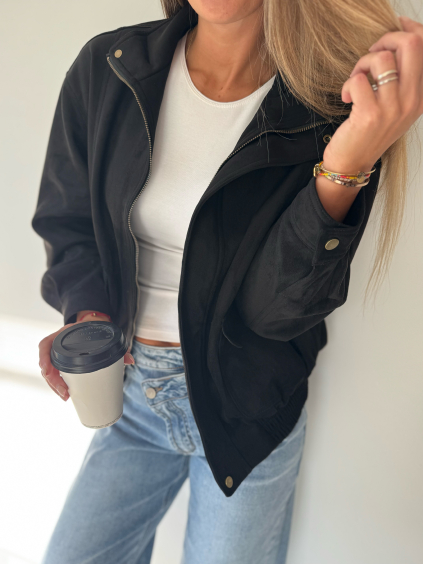 Semišová bunda ala Zara černá